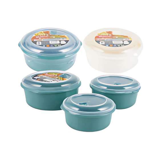 FOOD CONTAINER SET,6pc RNDw/LI