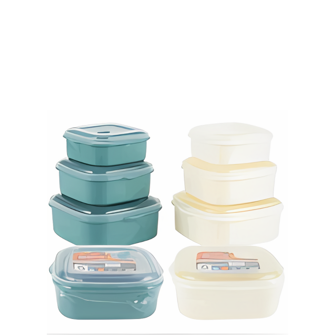 FOOD CONTAINER SET,3pc SQRw/LI