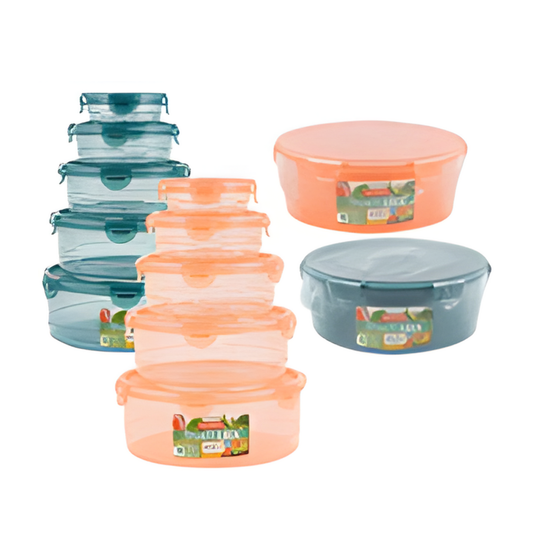 FOOD CONTAINER SET,5pc RNDw/LI