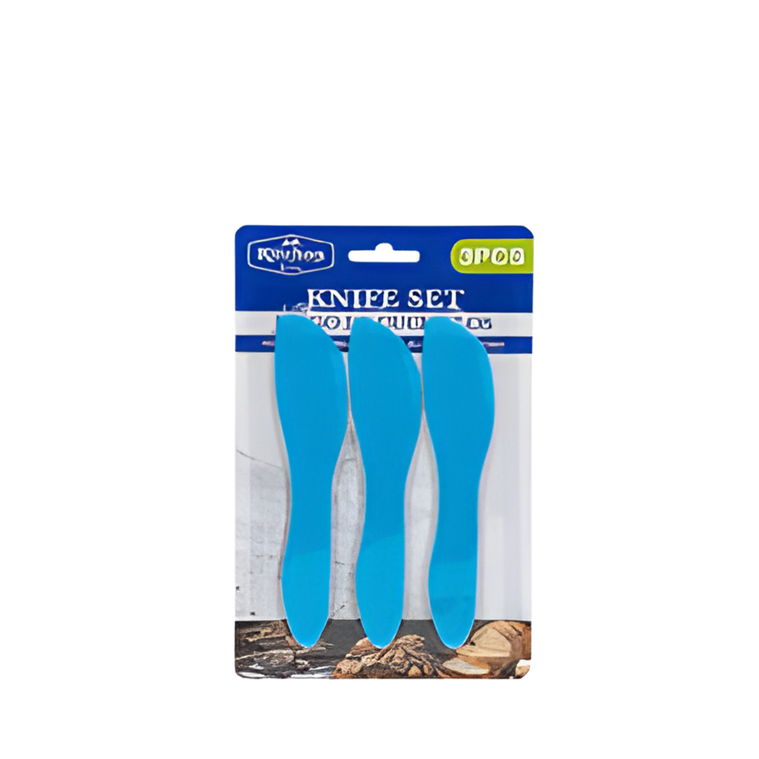 BUTTER KNIFE SET,3pc PLSTC BLU