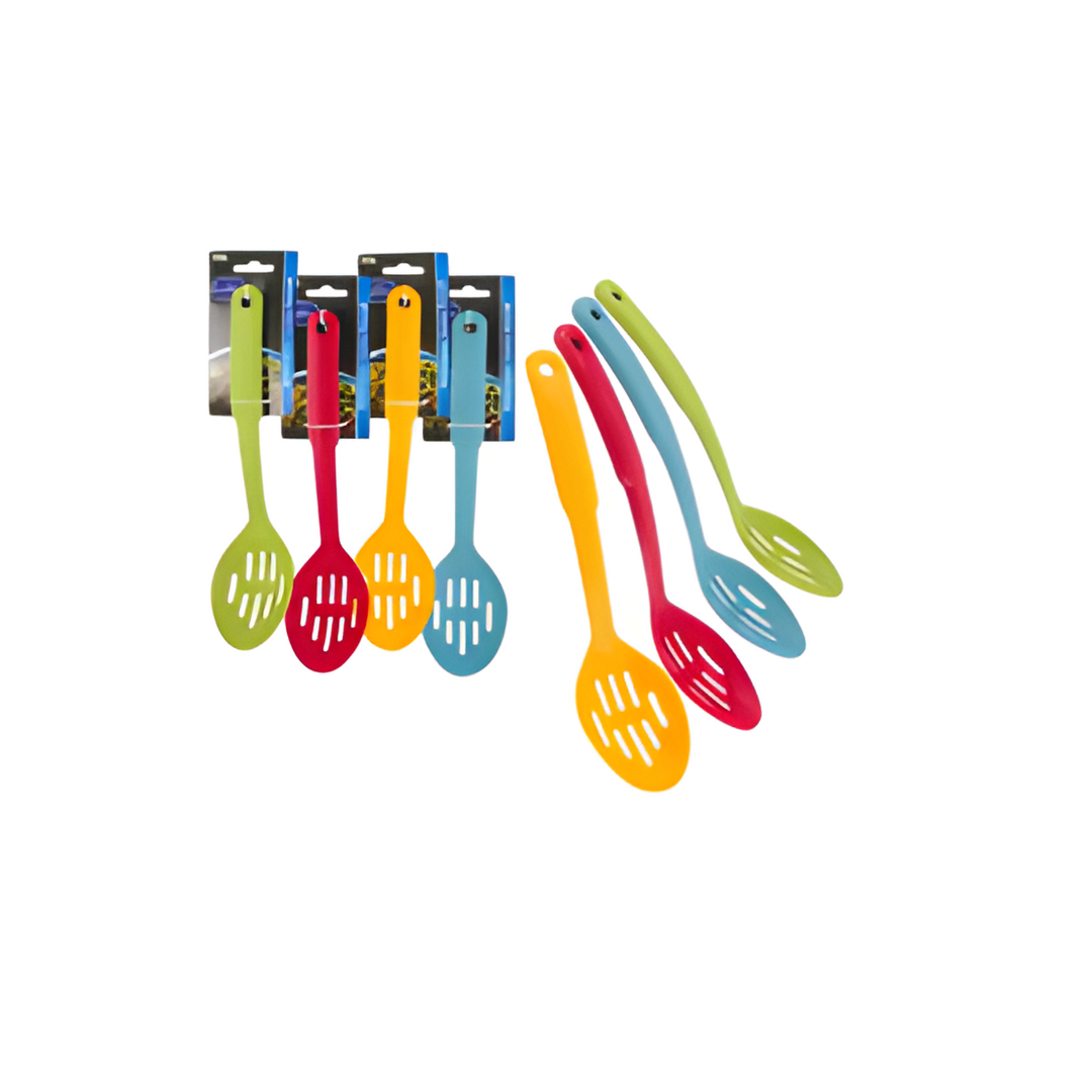 Set of colorful slotted turners on a white background