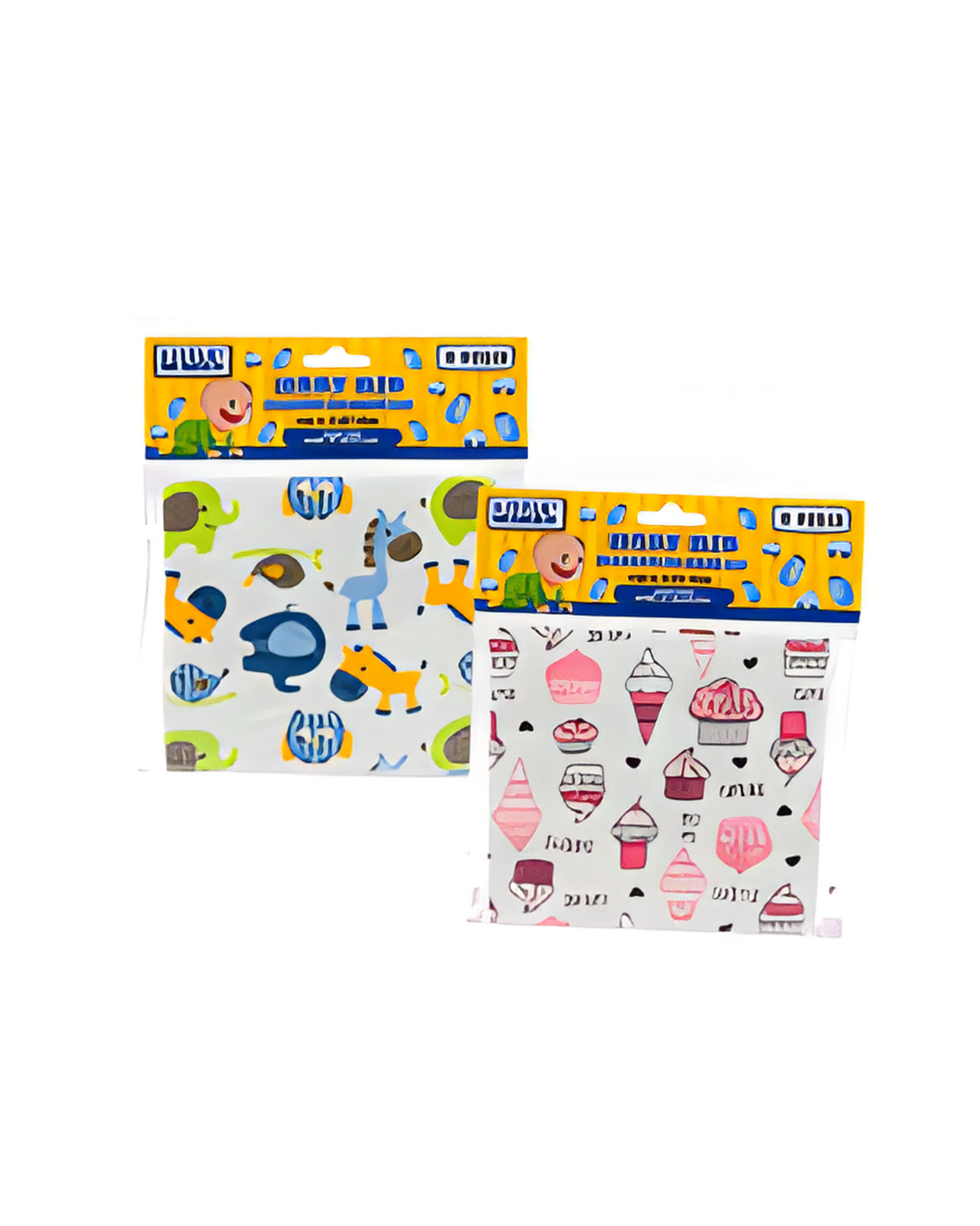 BIB,9"L 2pc PRINTED ANIMALS 4A