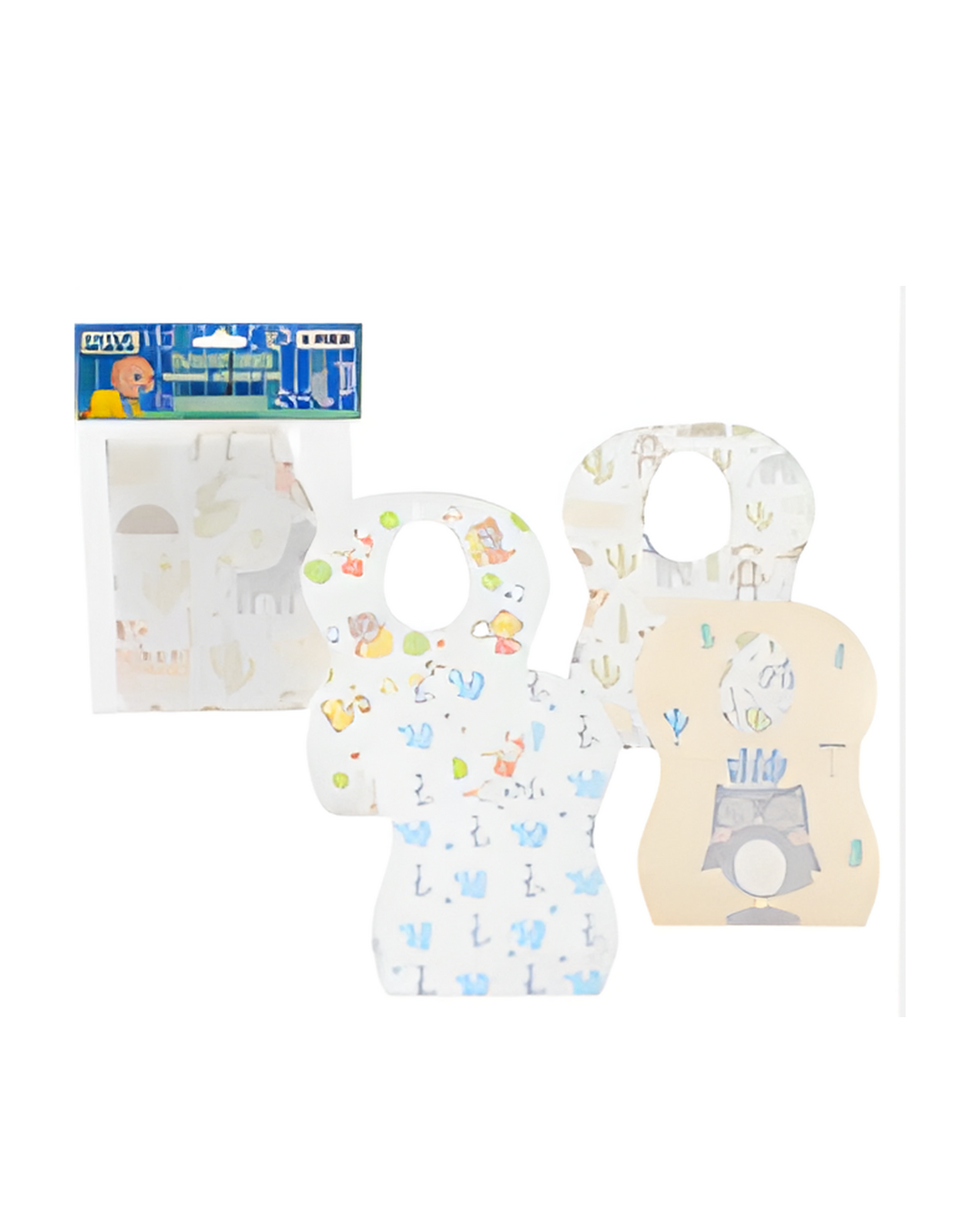 BIB,14"L 5pc PRINTED ANIMALS A