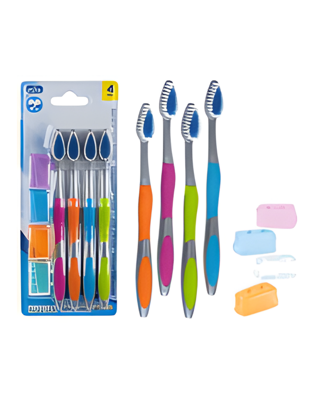 TOOTHBRUSH,4pk ADULTwHEAD CAPS