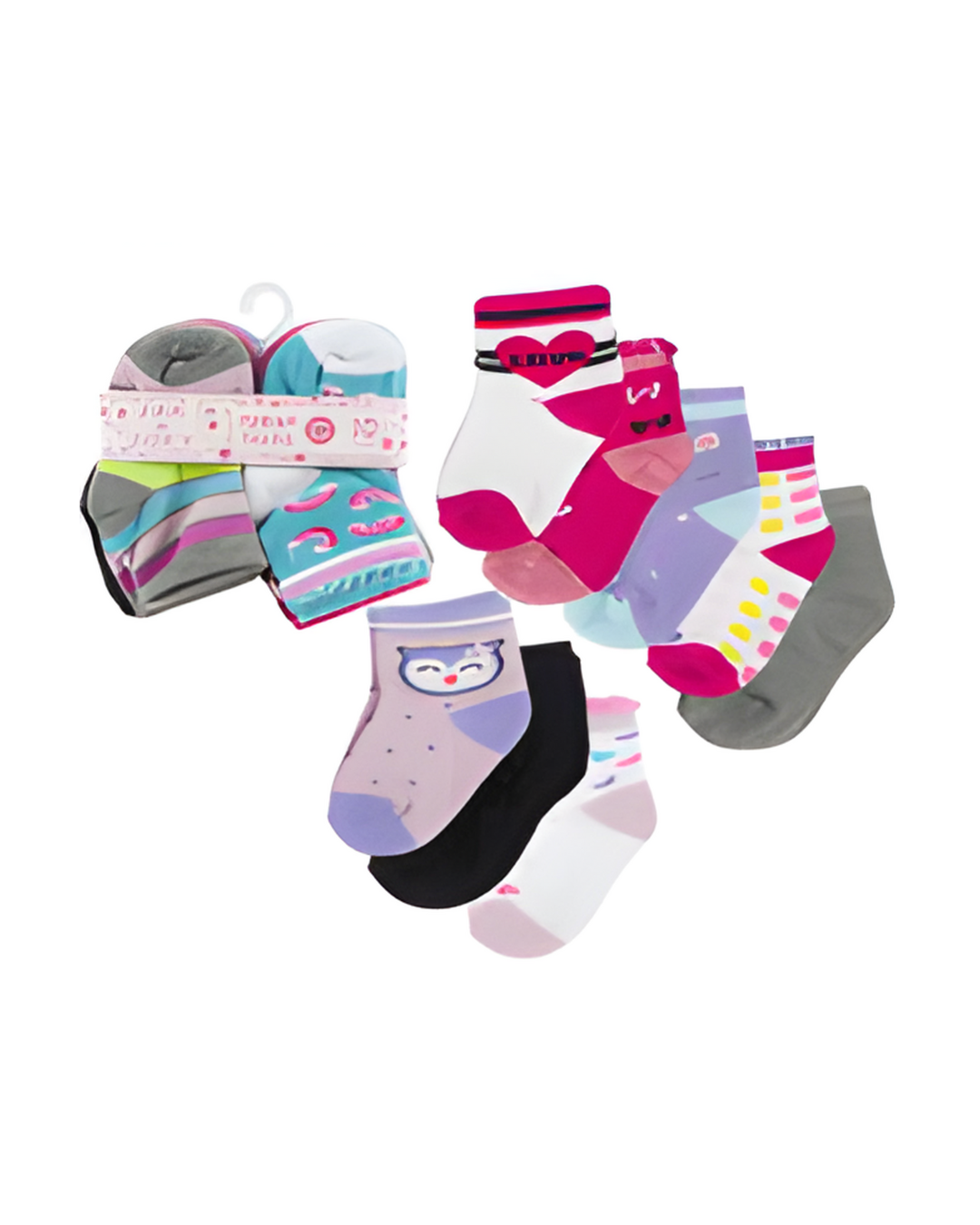 SOCKS,10pk 12-24M GIRLS ANKLE