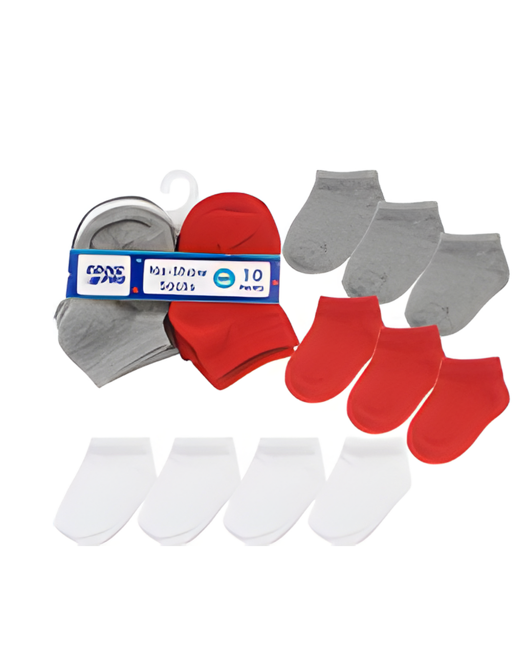 SOCKS,0-12M 10pk BOYS NO SHOW
