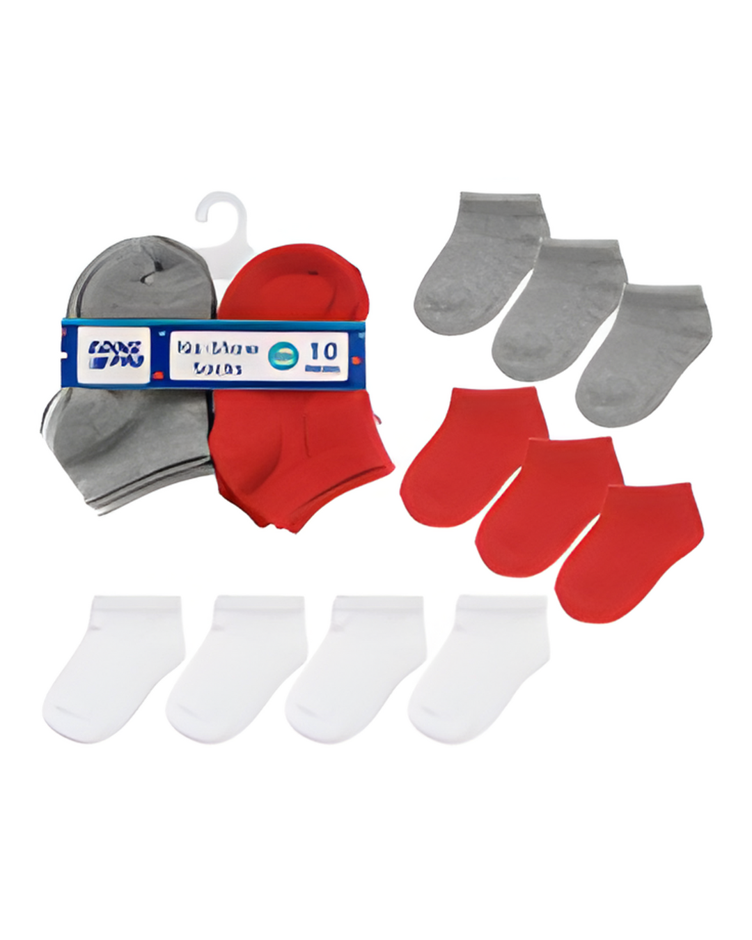 SOCKS,12- 24M 10pk BOYS NO SHO