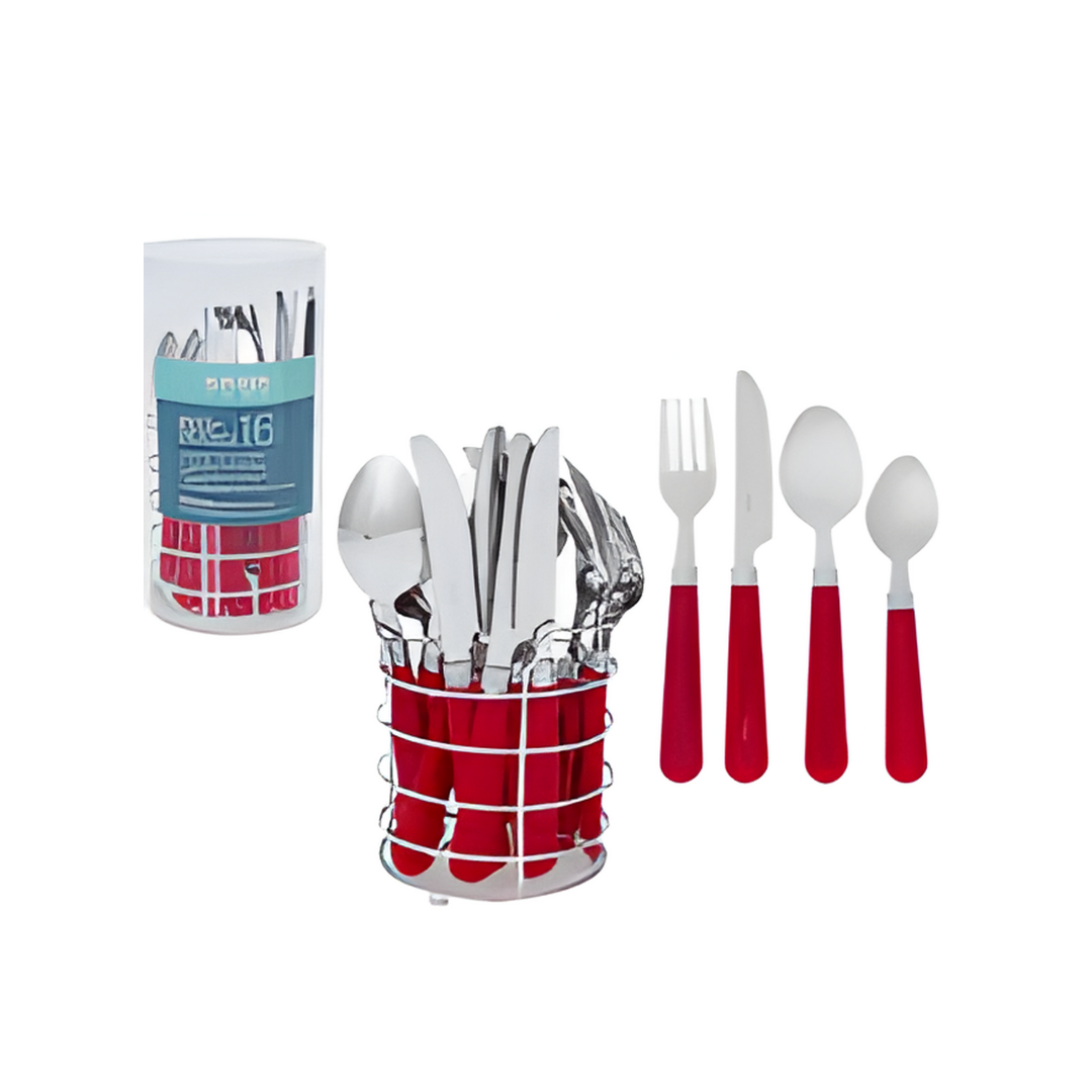 FLATWARE SET,16pc S.S.w/PP HND