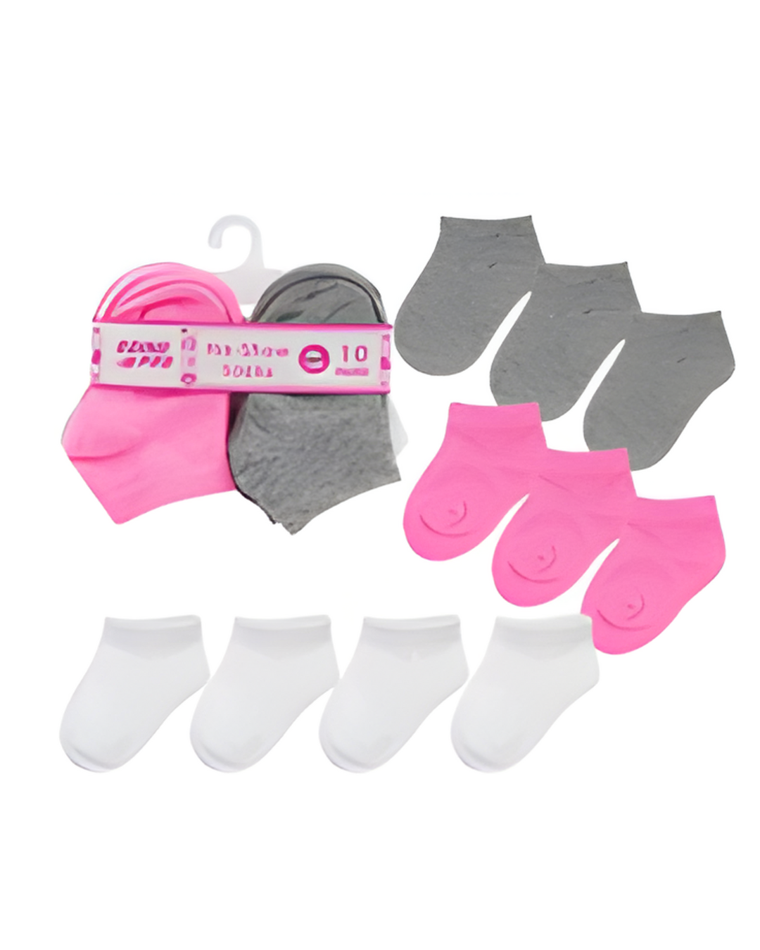 SOCKS,0-12M 10pk GIRLS NO SHOW