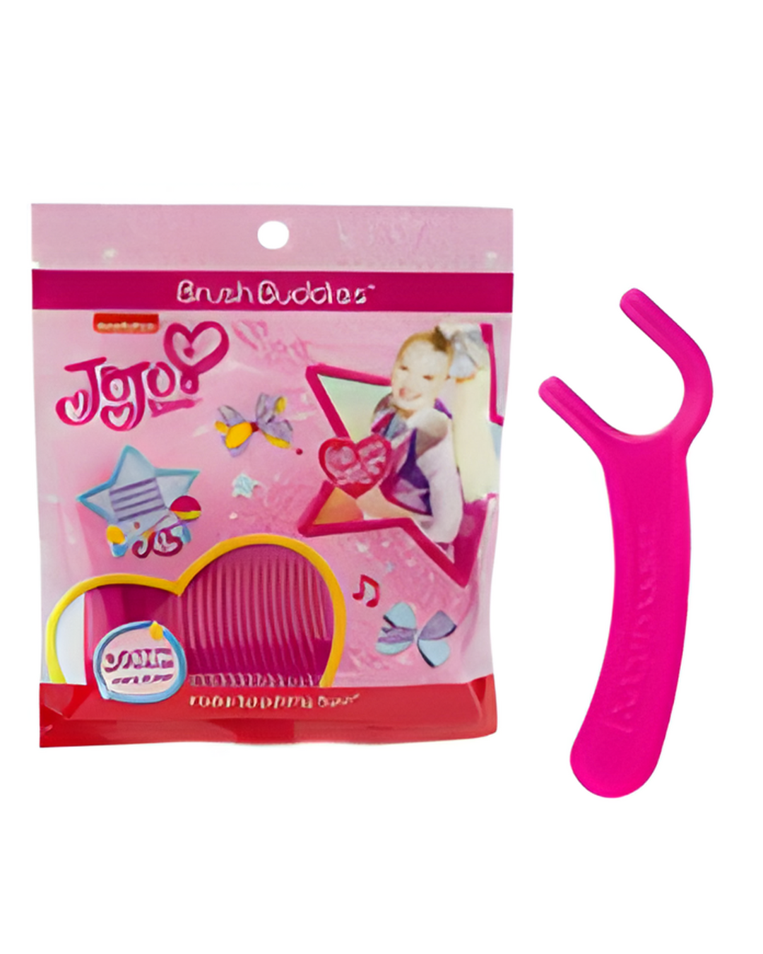 Pink brush and packaging with JoJo branding on a white background