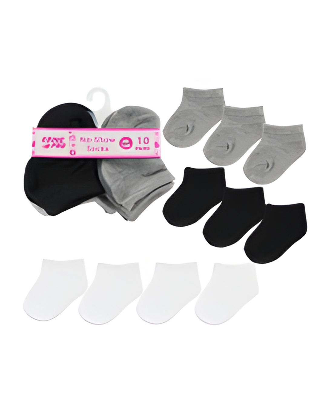 SOCKS,0-12M 10pk GIRLS NO SHOW