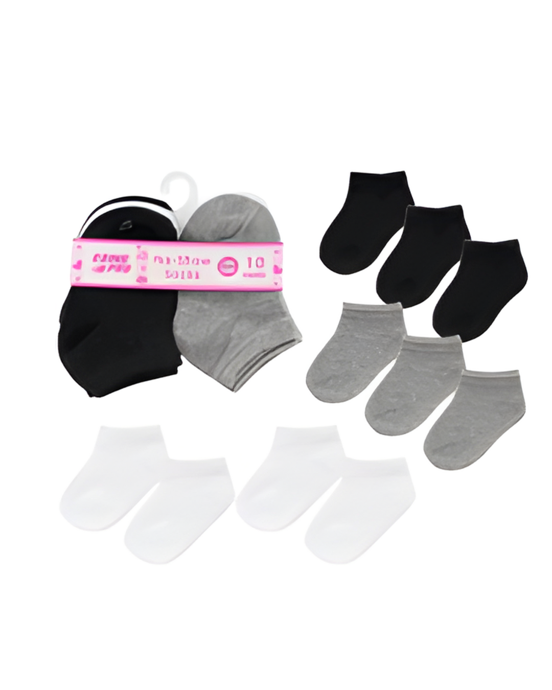 SOCKS,12-24M 10pk GIRLS NO SHO