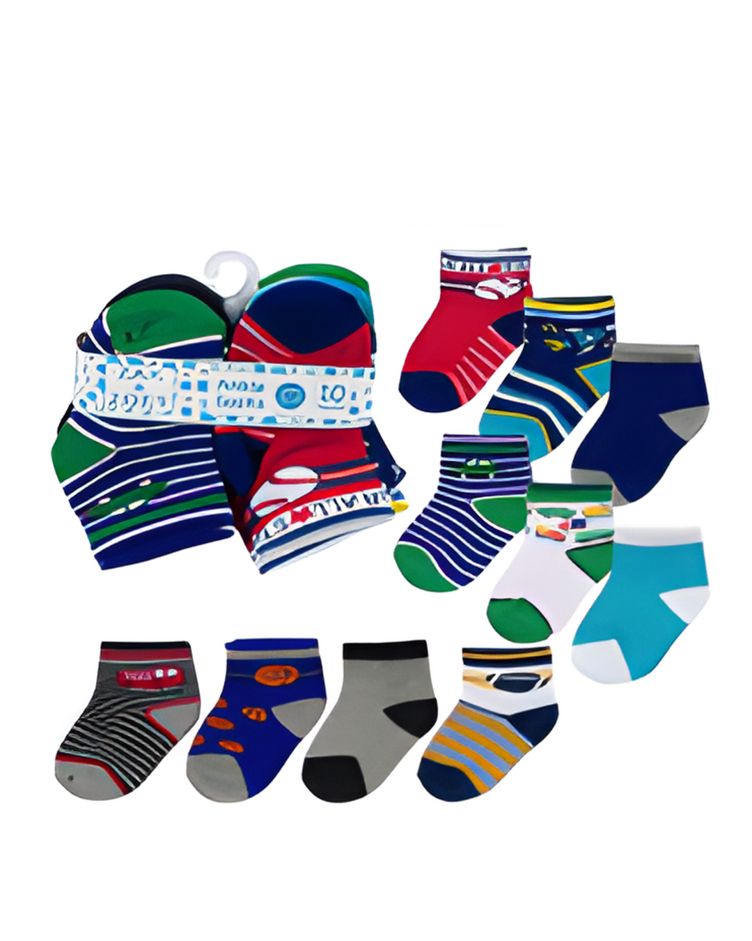 SOCKS,10pk 12-24M BOYS ANKLE A