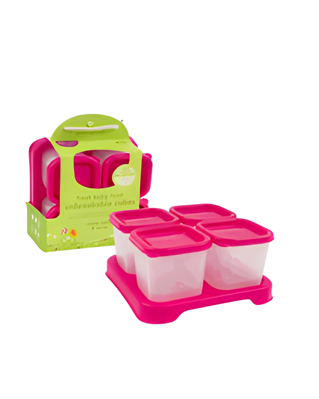FOOD CONTAINER,4pk4oz SQR PINK