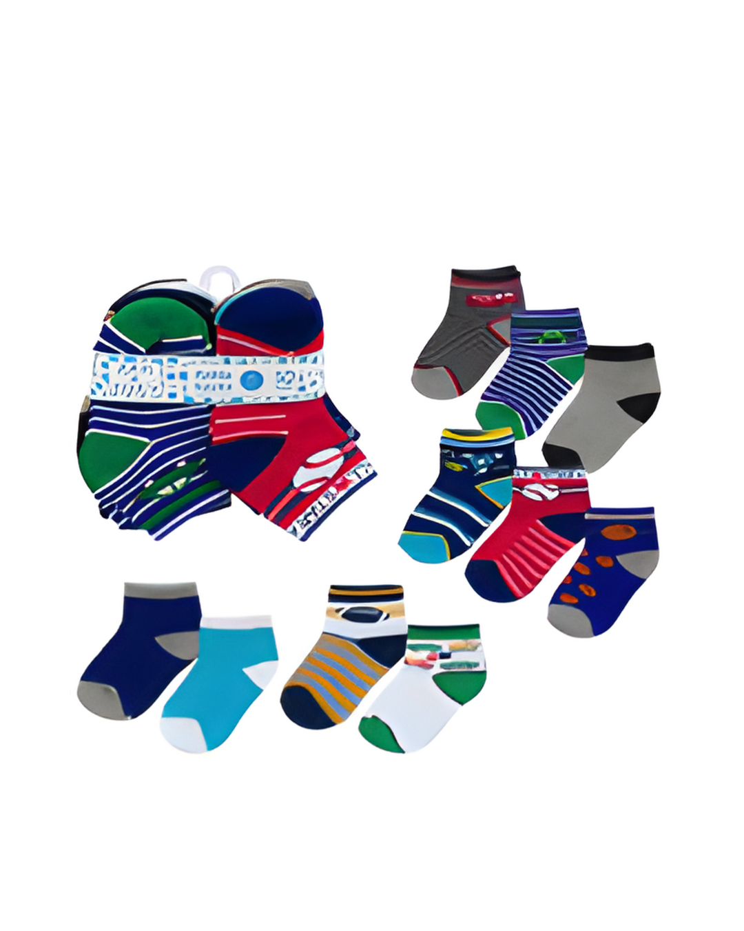 SOCKS,10pk 2T-4T BOYS ANKLE AS