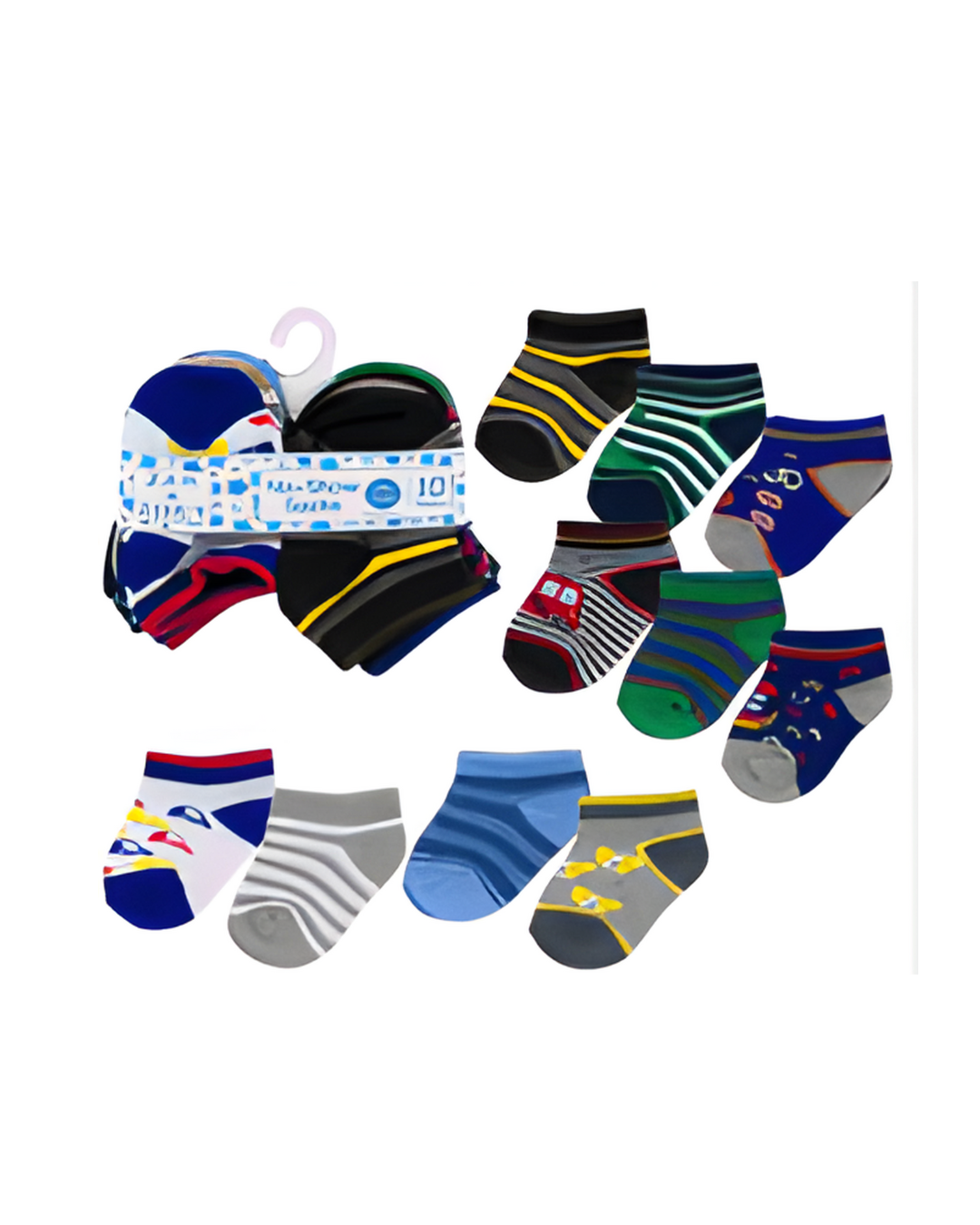 SOCKS,10pk0-12M BOYS NO SHOW A