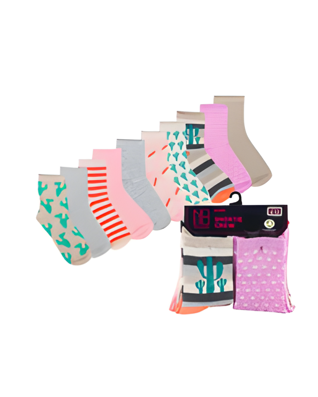 SOCKS,10pk size4-10 CREW CACTU