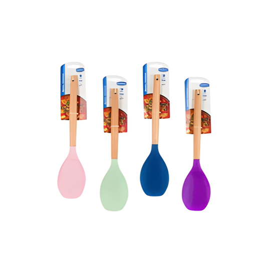 SPOON,12.5"w/WOODEN HNDL 4ASST