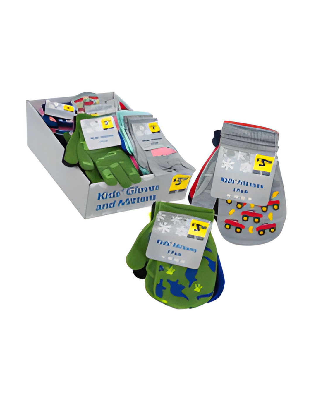 GLOVES 3 PR , KIDS,6AST COLORS