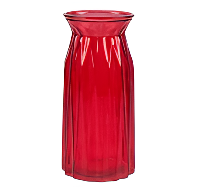 Red Glass Vase Elegant Decorative Centerpiece 9.5-Inch