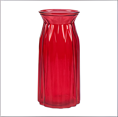 Red Glass Vase Elegant Decorative Centerpiece 9.5-Inch
