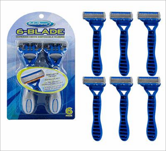 Razor for Men 6 Pack with 6 Blades – Smooth Shaving Kit