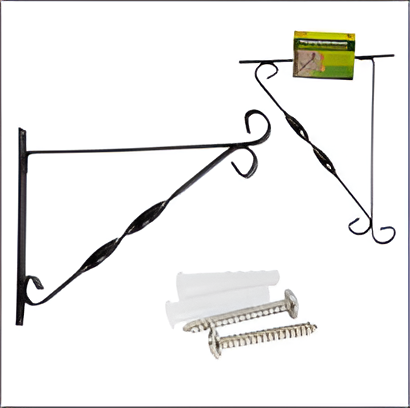 12" Black Metal Hanging Basket Bracket for Wall Mount