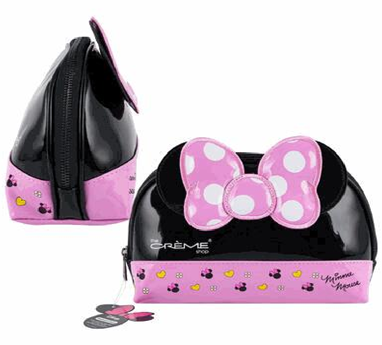 Minnie Pink Black Cosmetic Bag – Stylish Spacious Makeup Organizer