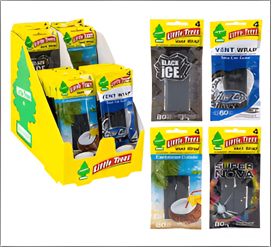 Little Trees Vent Wrap 4-Pack – Assorted Car Air Fresheners Display