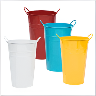 Tall Metal Planter with Handle 9-Inch 4 Assorted Colors Decorative Plant Pots