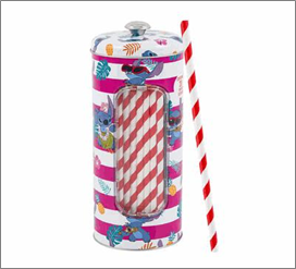 Straw Holder 8.25"H – Stitch Design with 20 Straws
