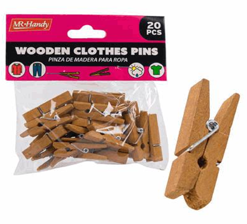 1.37" Birch Wood Clothes Pins – 20 Piece Set