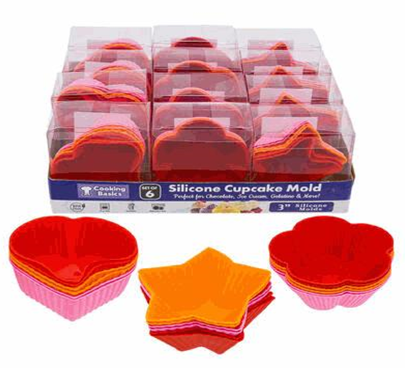 6 Mold Silicone Baking Tray – 3" Round Muffin Cupcake Mold