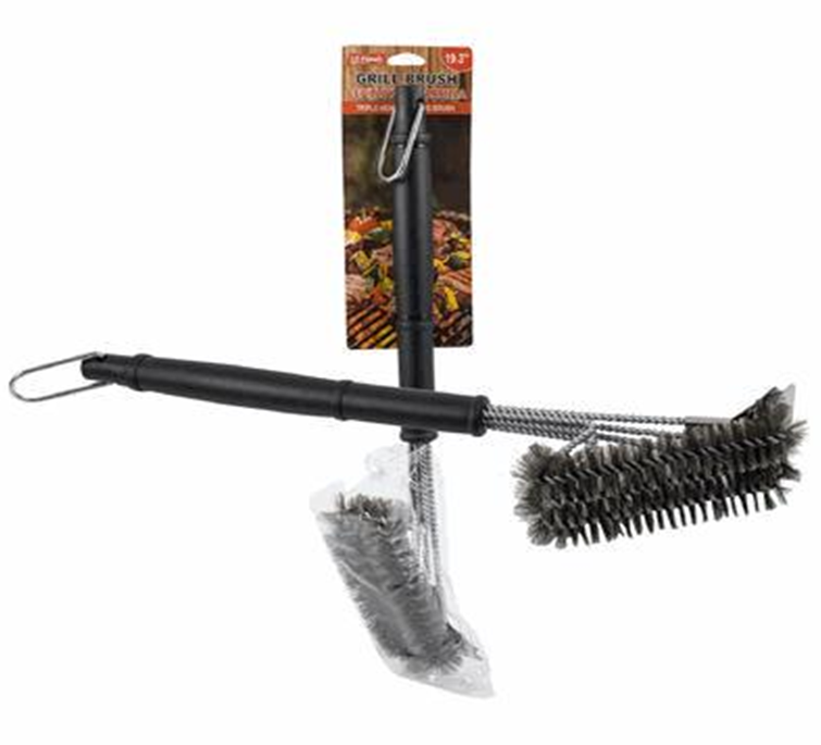 19.3" Tri-Horizontal BBQ Grill Brush – Heavy Duty Cleaner