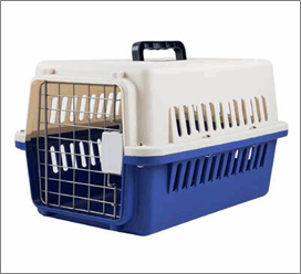 13" White & Blue Plastic Pet Carrier