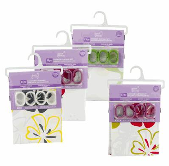 71" PEVA Shower Curtain – Assorted Clear Design, Water-Resistant