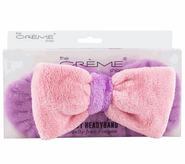 Plush Spa Headband Pink Purple – Soft Adjustable Hair Wrap for Skincare