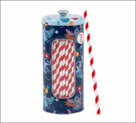 Straw Holder 8.25"H – Stitch Design with 20 Straws