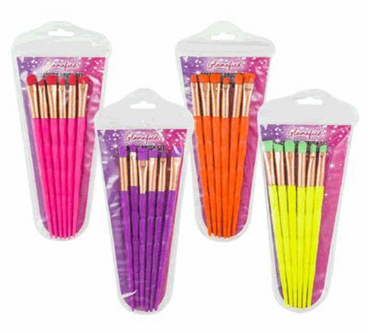 Cosmetic Brush Set – 6pc, 4 Assorted Colors, LaColors