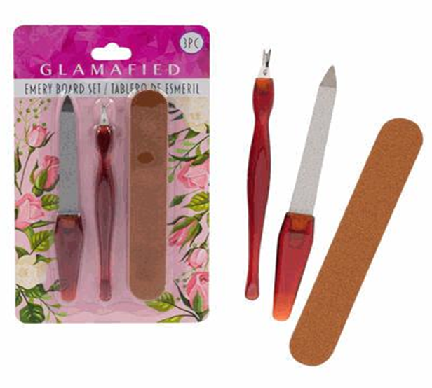 Nail Care Set – 3pc File, Cuticle Pusher & Clipper