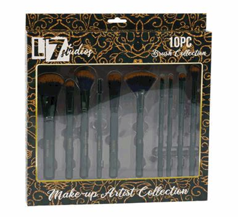10-Piece Green Cosmetic Brush Set