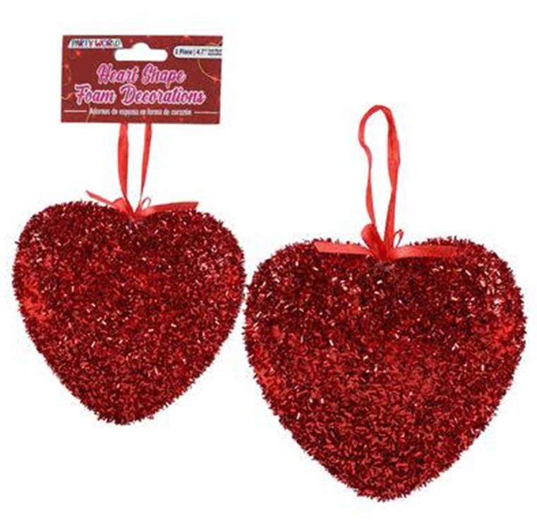Valentine’s Day Glitter Heart Decor, 1pc – 4.7" Sparkling Accent
