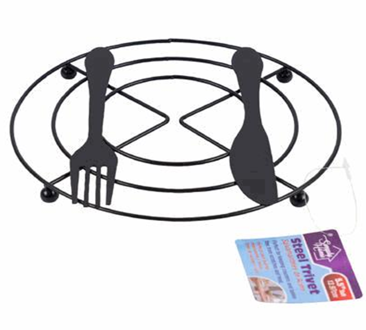 7.1" Black Steel Pot Holder – Heat Resistant Counter Stand