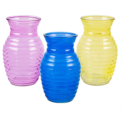7.5-Inch Clear Glass Vase – 3 Assorted Colors