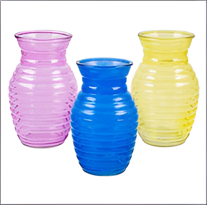 7.5-Inch Clear Glass Vase – 3 Assorted Colors