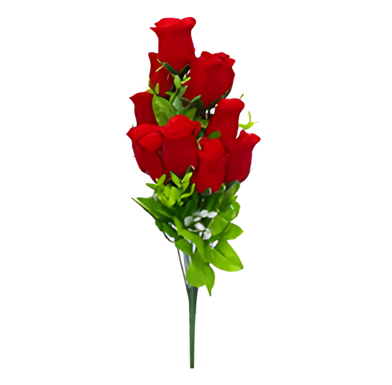 Velvet Rose Bud Bush – Artificial Flower Bouquet for Home and Event Décor