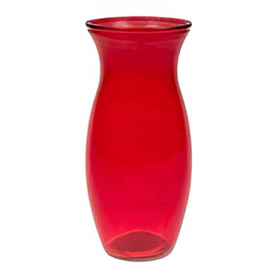 Red Glass Vase Elegant Decorative Accent 9-Inch