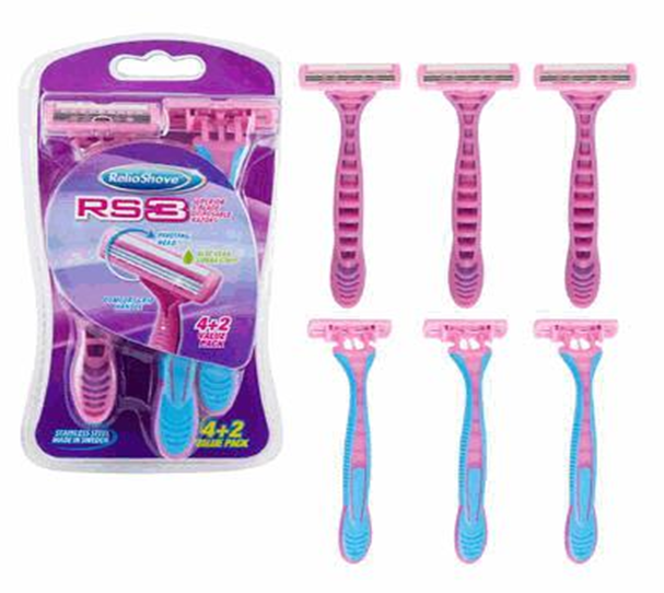 Ladies’ Razor 6 Pack with 3 Blades – Smooth Shaving Kit