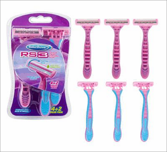 Ladies’ Razor 6 Pack with 3 Blades – Smooth Shaving Kit