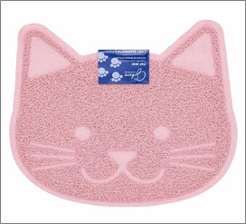 18x16" Cat Face-Shaped Pink Pet Mat – Cute Feeding Pad